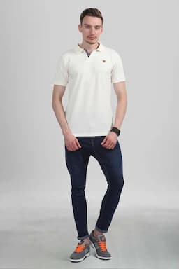 Cotton Polo T-shirt for Men 003608MOFFWHI