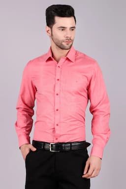 Men's Solid Slim Fit Formal Shirt 003613REDXXL