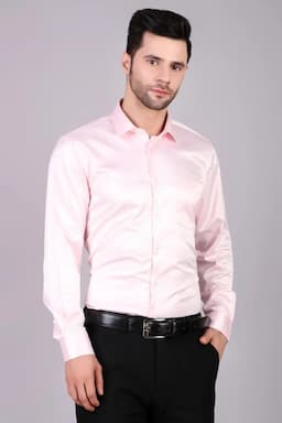 Men's Satin Slim Fit Formal Shirt 003652LIGPINXXL
