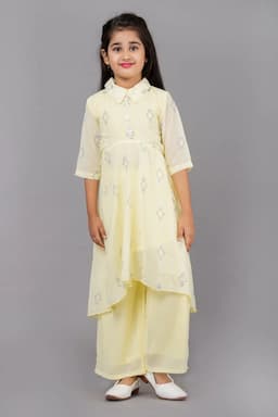Girl's Georgette Printed Kurta with Palazzo Set (3 - 13 Yrs) 00379234YRSLEM