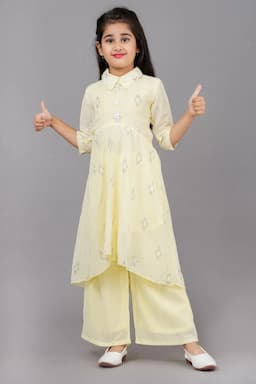 Girl's Georgette Printed Kurta with Palazzo Set (3 - 13 Yrs) 00379245YRSLEM