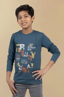 Typographic Print T-shirt for Boy 00384267YRSDARBLU