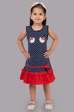 Girl's Pure Cotton Printed Dress (3 - 9 Yrs) 004009NAVBLU78YEA