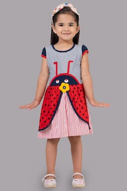 Girl's Pure Cotton Printed Dress (3 - 9 Yrs) 004011NAVBLU78YEA