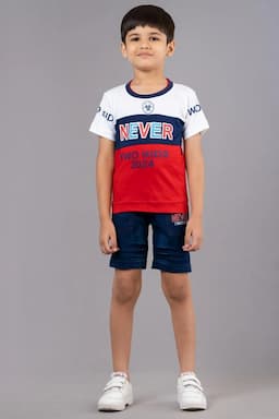 Boy's Printed T-shirt with Shorts Set (2-Pcs Set) 004514RED45YRS