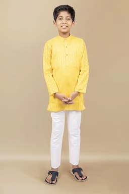 Boy's Kurta with Pyjama Set (2-Pcs Set) 004516YEL910YRS