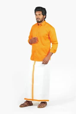 Men's Cotton Shirt with Dhoti Set (2-Pcs Set) 005253PEA36