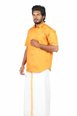 Cotton Shirt with Dhoti for Men (2-Pcs Set) 005259PEA40