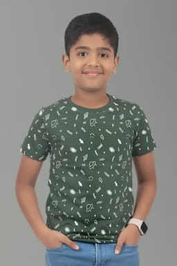 Cotton Printed T-shirt for Boy 0059001314YRSDARGRE