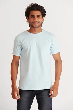 Men's Cotton Regular Fit T-shirt  005924XLSKYBLU
