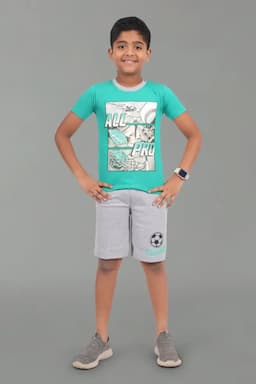 Graphic Print T-shirt with Shorts Set for Boy (2-Pcs Set) 006651TEA67YRS