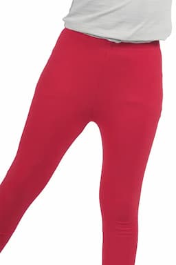 Girl's Cotton Lycra Blend Solid Leggings (2 - 16 Yrs) 00693245YRSRED