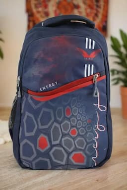 Polyester Hexagonal Printed School Bag for Unisex 008114DARBLU2