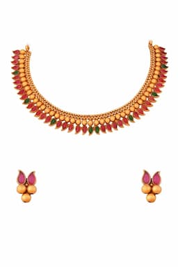 Gold Plated Stone Studded & Beaded Necklace Set for Women 0087961MUL18INC