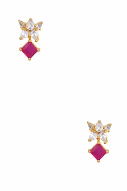 Cubic Zirconia Floral Style Earrings for Girls & Women 009263GOLFUS1