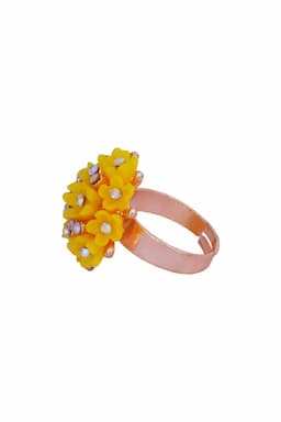 Rose Gold Floral Design Adjustable Ring for Women 009393YELADJ1