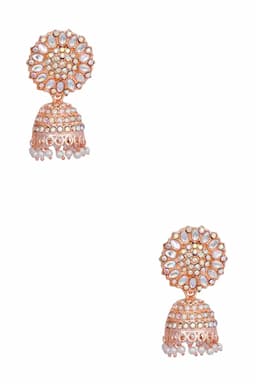 Traditional Floral Design Jhumki Earrings for Women 009439ROSGOL1