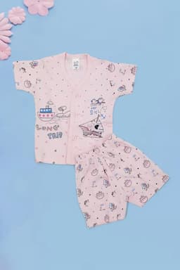 Just Born Cotton Shirt with Shorts (2-Pcs Set) 010148BABPIN03M