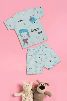 Printed Shirt with Shorts for Just Born 010156SKYBLU03M