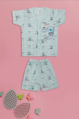 Just Born Printed Shirt with Shorts Set (2-Pcs Set) 010157SKYBLU03M