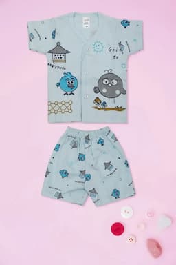 Cotton Shirt with Shorts for Just Born 010158SKYBLU03M