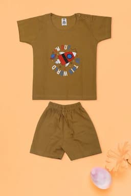 Just Born Cotton Printed T-Shirt with Shorts Set (2-Pcs Set) 010166MUS612