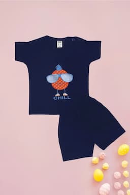 Just Born Printed T-shirt with Shorts Set (2-Pcs Set) 010168NAVBLU03M