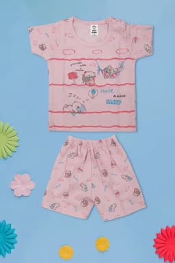 Cotton T-shirt with Shorts Set for Just Born (2-Pcs Set) 010192BABPIN612