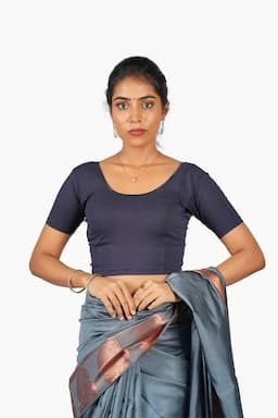 Cotton Lycra Solid Readymade Blouse for Women 010521NAVBLUFRESIZ(L/