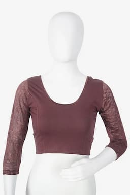 Cotton Lycra Netted Sleeve Readymade Blouse for Women 010547BROFRESIZ(L/