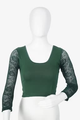 Cotton Lycra Netted Sleeve Readymade Blouse for Women 010547GREFRESIZ(L/