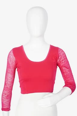 Cotton Lycra Netted Sleeve Readymade Blouse for Women 010547PINFRESIZ(L/