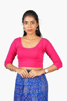 Cotton Lycra Solid Readymade Blouse for Women 010548DEEPINFRESIZ(L/