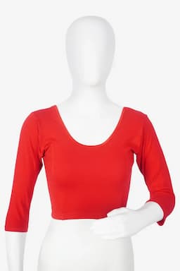 Cotton Lycra Solid Readymade Blouse for Women 010548REDXXL2