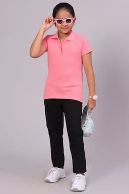 Cotton Solid Polo T-Shirt for Girl (3-16 Yrs) 01058734YRSPIN2