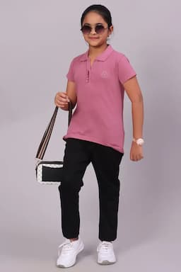 Cotton Solid Polo T-Shirt for Girl (3-16 Yrs) 01058778YRSCHAPIN2