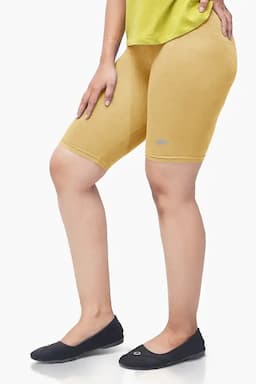 Cotton Lycra Blend Solid Yoga Shorts for Women 010670BEIS
