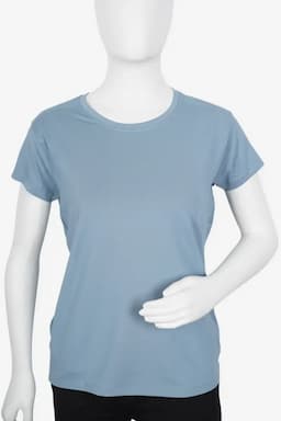 Cotton Blend Solid T-Shirt for Women 010945MSTEBLU