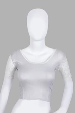 Cotton Lycra Blend Shimmer Readymade Blouse for Women 011028SILFRESIZ(L/