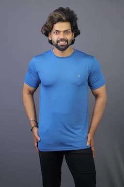 Men's Polyester Sports T-shirt 011421MSTEBLU