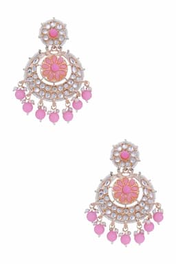 Gold Plated Pearls Chand Bali Earrings 012035BABPIN1