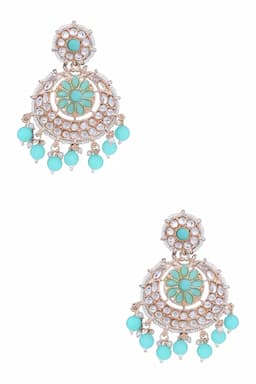 Gold Plated Pearls Chand Bali Earrings 012035LIGGRE1