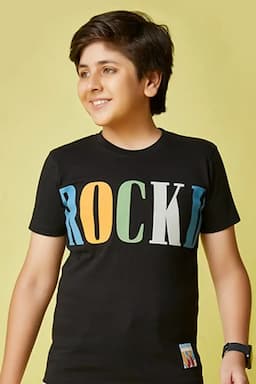 Boy's Cotton Printed T-shirt 01253178YRSBLA