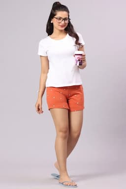 Cotton Hosiery Floral Printed Shorts for Women 012767LIGORAXXL
