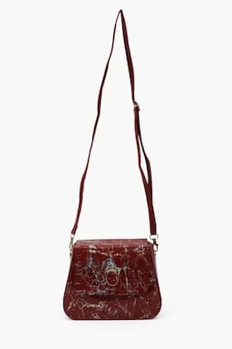 Marble printed Box Sling Bag for Girls 013060DARRED
