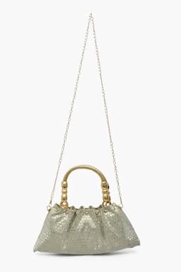 Elegant Gold Tone Hand-Held & Sling Bag 013067GOL