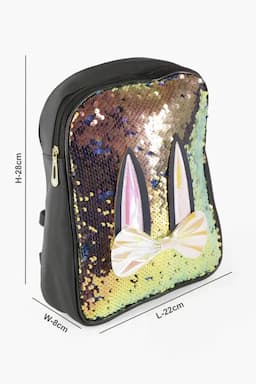 Trendy Reversable Sequin Mini Backpack for Girls 013088BLA&GOL