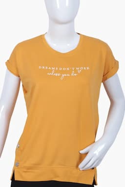 Cotton Typographic Printed T-Shirt for Women 013095XXLMUS