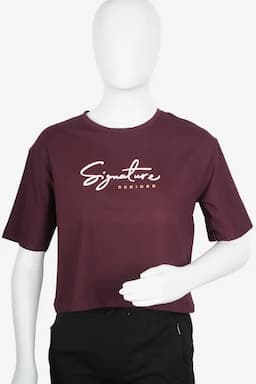 Cotton Typographic Printed T-Shirt for Women 013096LBUR