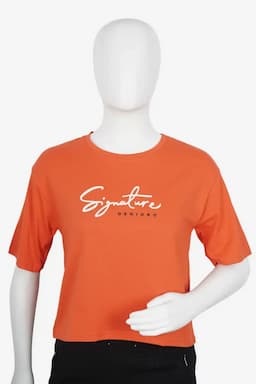 Cotton Typographic Printed T-Shirt for Women 013096LORA